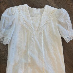 80’s Handmade Gunne Sax Pattern Girls 14 Dress White Eyelet Beautiful Made